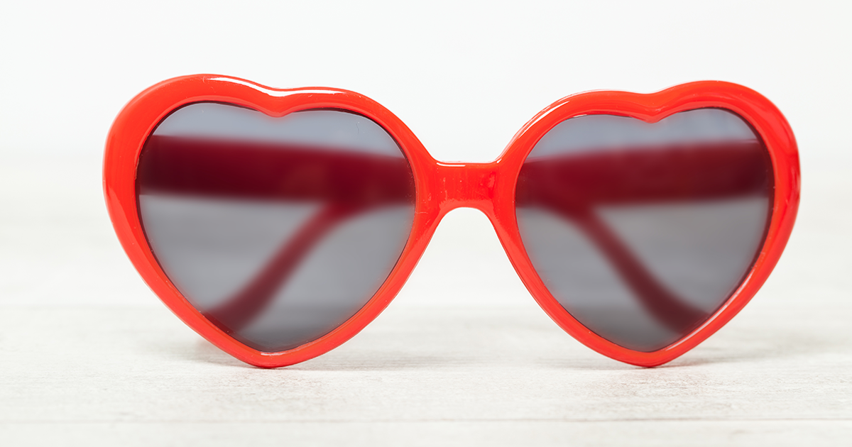 Sunglasses shaped in heart