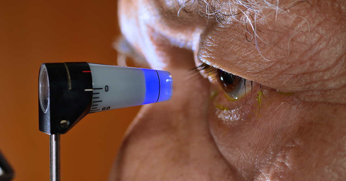 Eye exam on senior