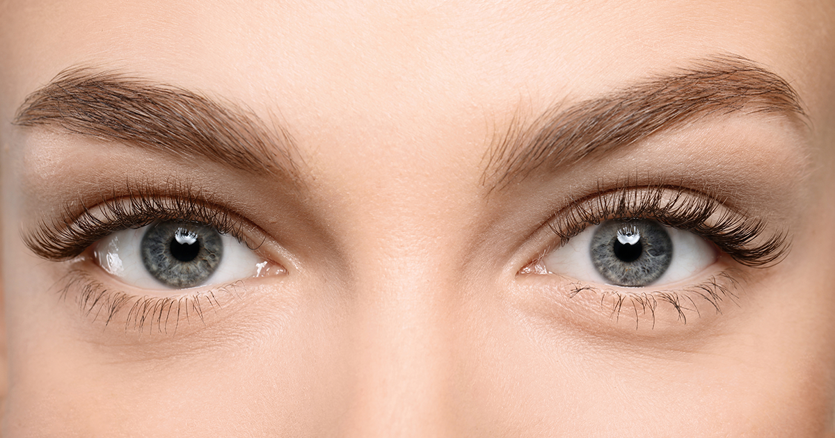 Woman wearing eye makeup.
