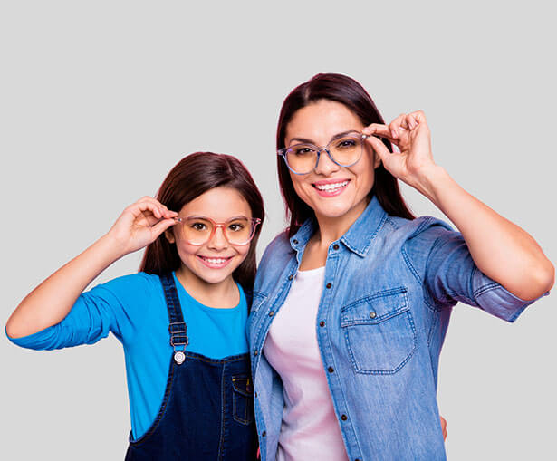 mother and daughter with framed glasses at VisionQuest
