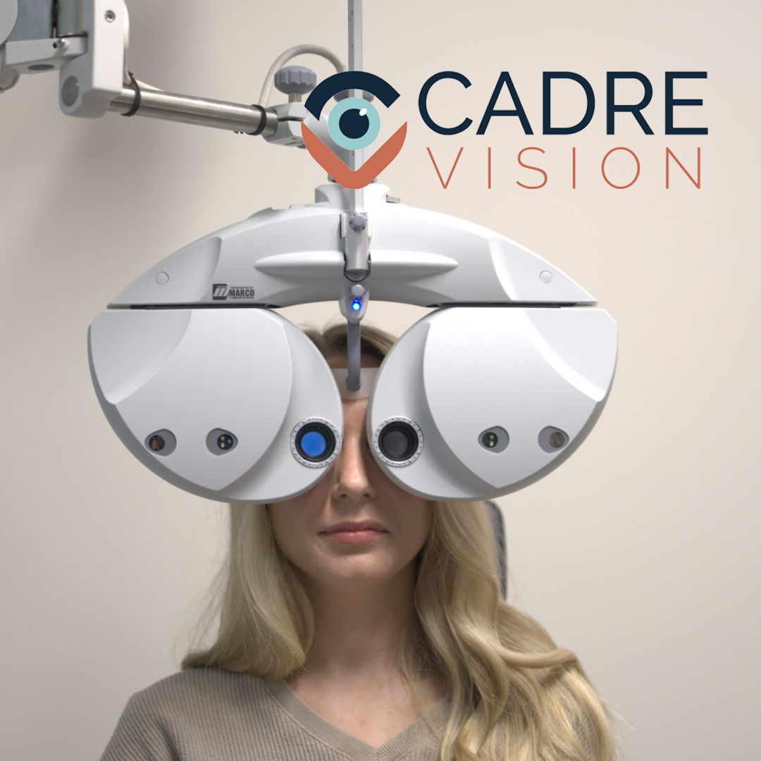 Woman getting an eye exam.