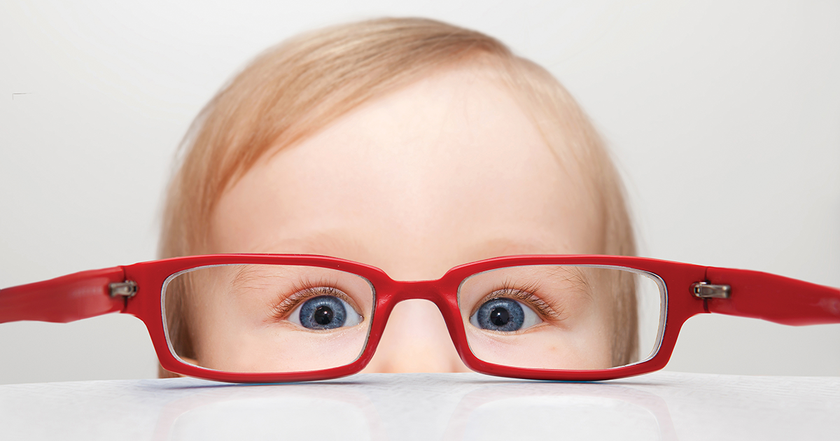Child getting eye exam.