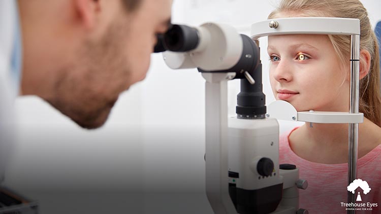 child taking myopia eye examination at VisionQuest Eyecare